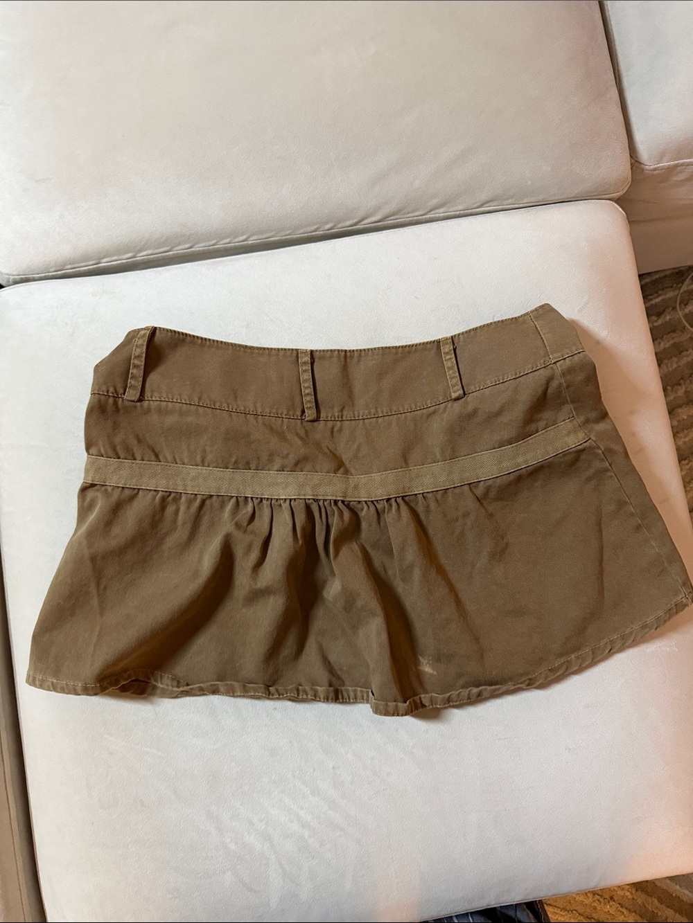 Maeve Tan Cotton Mini Skort with Front Patch Pockets - Picture 4 of 4